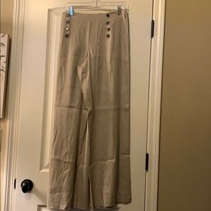 Wide leg khaki dress pants